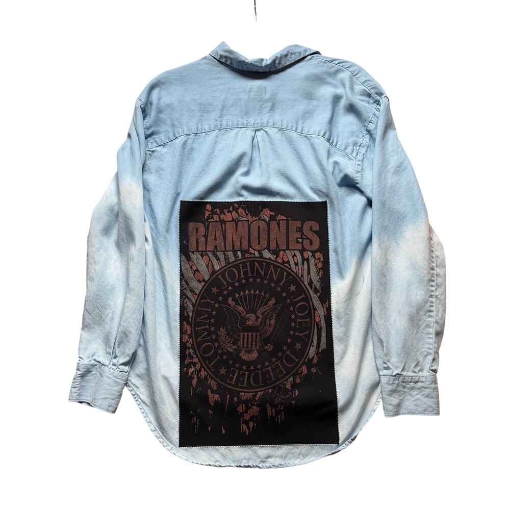 Ramones Upcycle top acid wash large